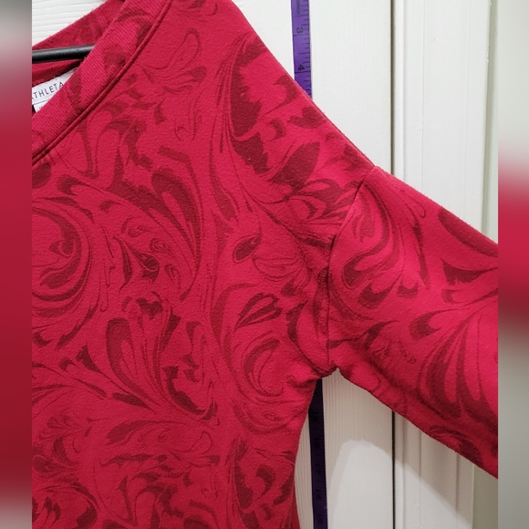 Athleta Red Patterned Crew Neck Sweater - Picture 6 of 11